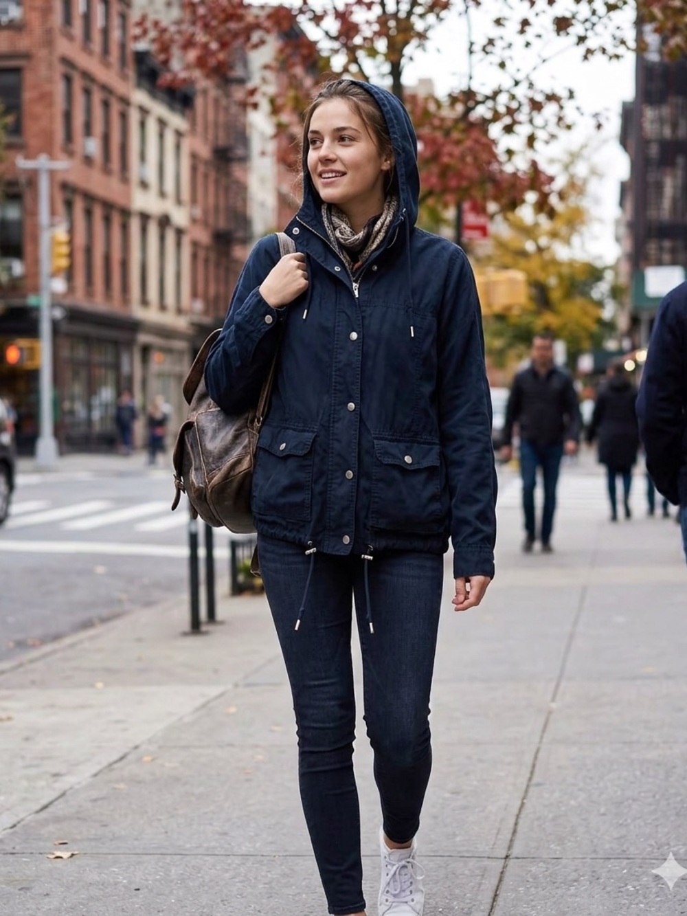Abercrombie & Fitch Hooded Windbreaker Jacket - Navy Blue